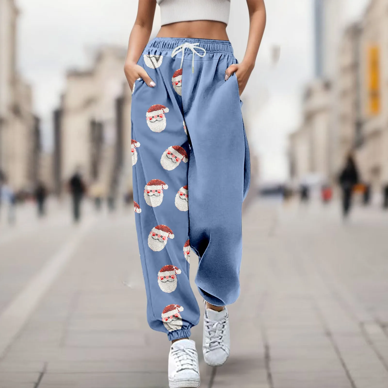 

Christmas Sweatpants For Women High Waist Sports Pants Fashion Casual Baggy Pants Female Joggers Streetwear Harajuku Trousers