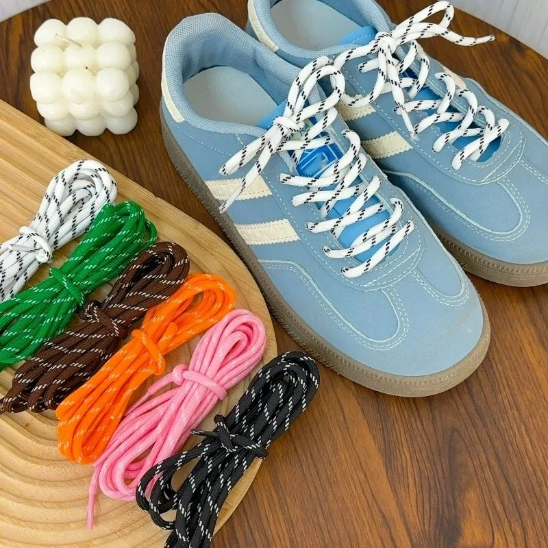 DIY Colorful Diagonal Dots Round Rope Shoelaces Coarse Weave Polyester Shoes Laces for Women Men Sports Casual Sneaker Shoes