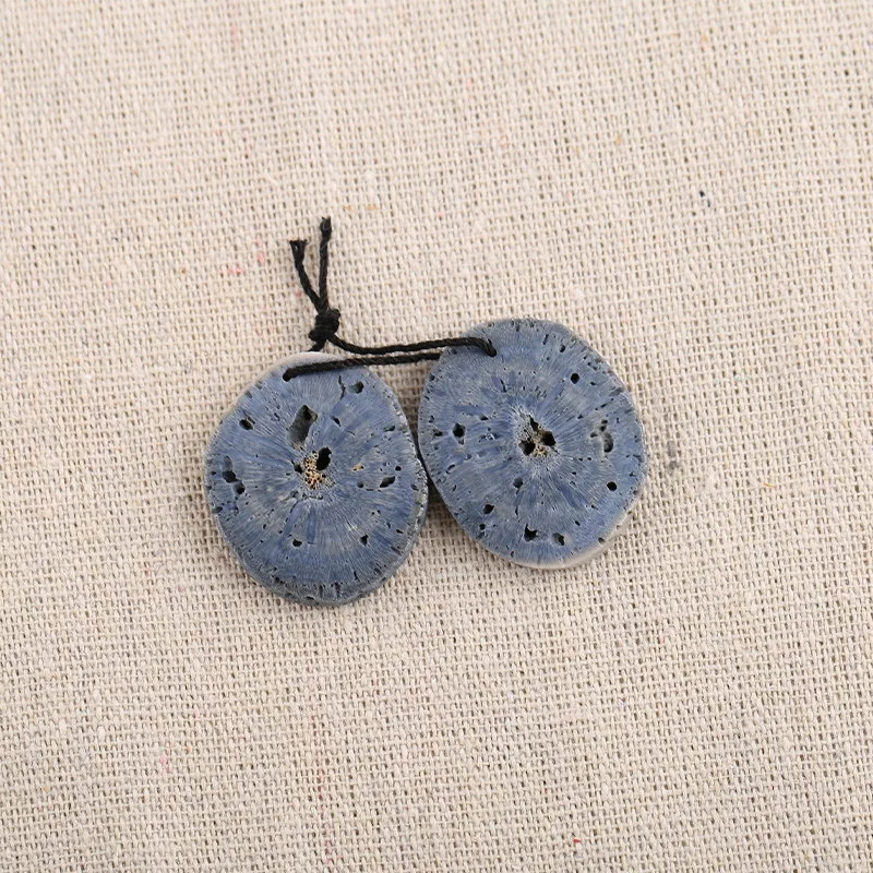 B&F Round Blue coral Pendant  Beads, Handmade Natural stones beads, Polished Stones for jewelry Making Supplies