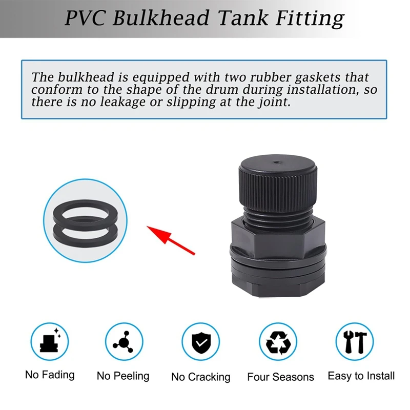 10Pack Garden Hose Bulkhead Fitting With Plug, Dual 1/2Inch Female NPT X 3/4Inch Male GHT Bulkhead Tank Fitting