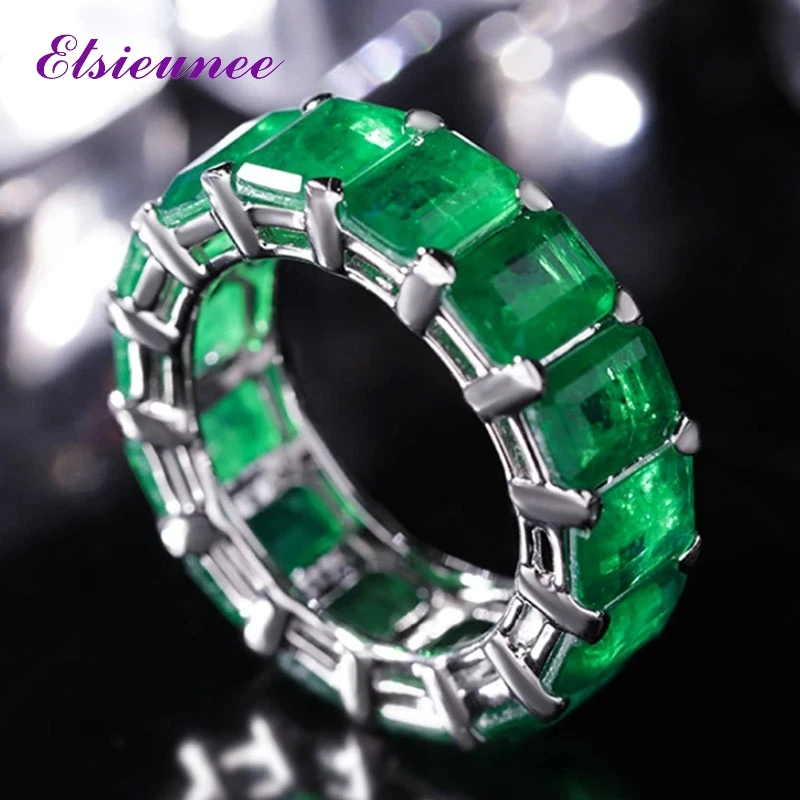 

Vintage 5*7MM Emerald Paraiba Tourmaline Gemstone Ring Anniversary Cocktail 925 Sterling Silver Fine Jewelry Rings for Women Man
