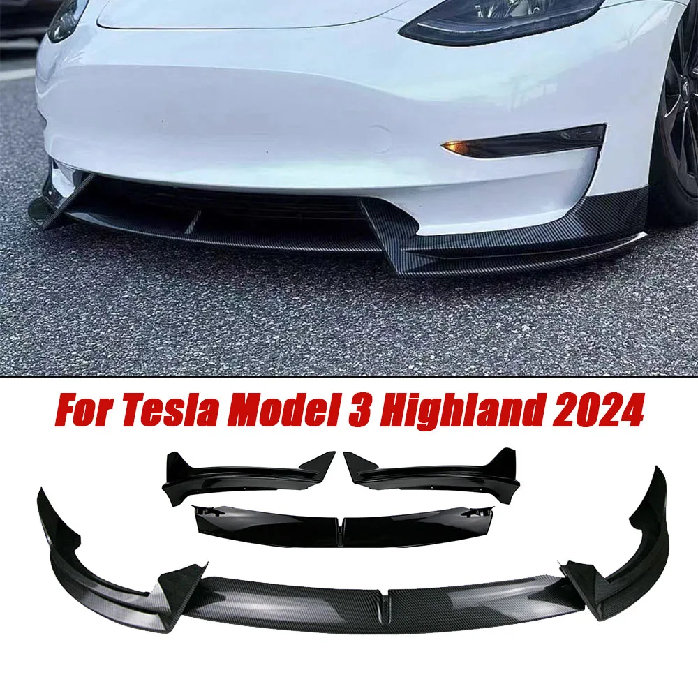 

Front Bumper Front Lip Front Shovel kit Compatible for Tesla Model 3 Highland 2024 Sedan Body Spoiler Splitter Kit