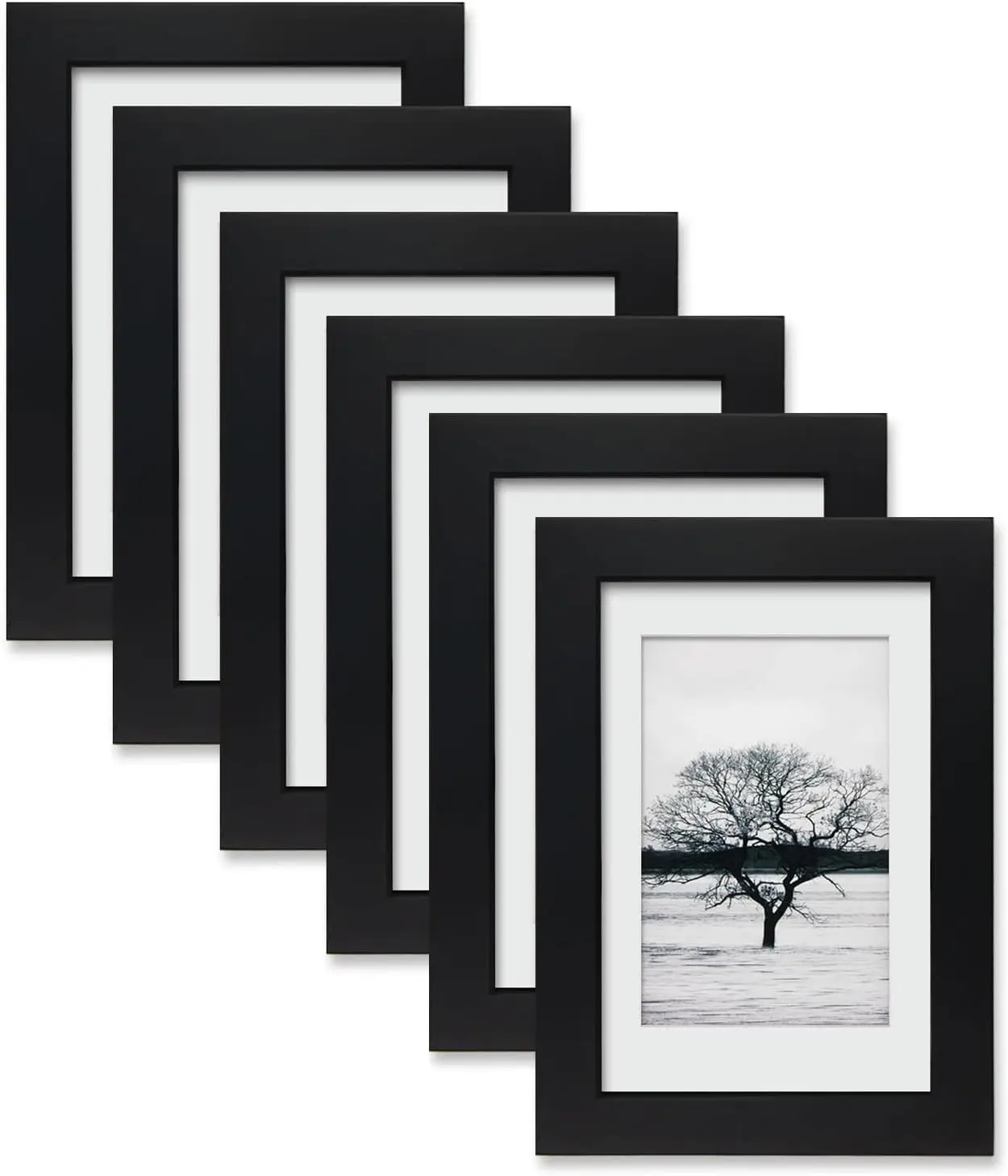 

Egofine 4x6 Picture Frames Set of 6 - Made of Solid Wood Covered by Plexiglass for Table Top Display Wall Mounting photo frame