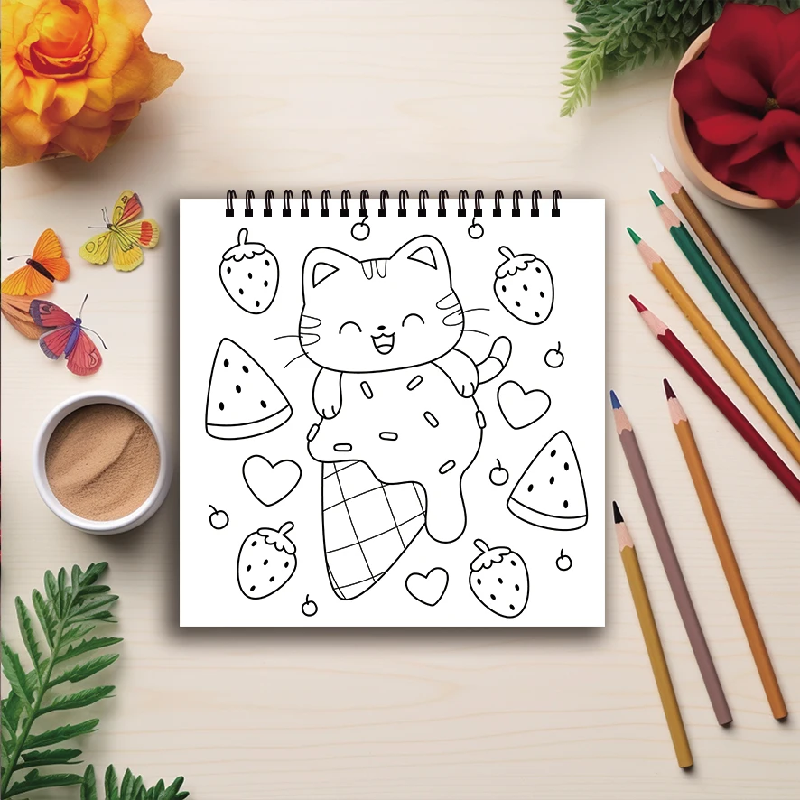 Kleurboek - 7,87 x 7,87 inch 32 pagina's cartoon dier kleurboek - perfect cadeau voor familie of vrienden