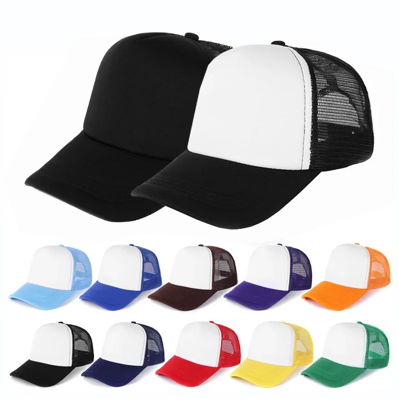 Unisex Cheaper 5 Panel Trucker Hat for Adult Summer Net Baseball Cap Men Women Blank Mesh Adjustable Sun Hat Visor