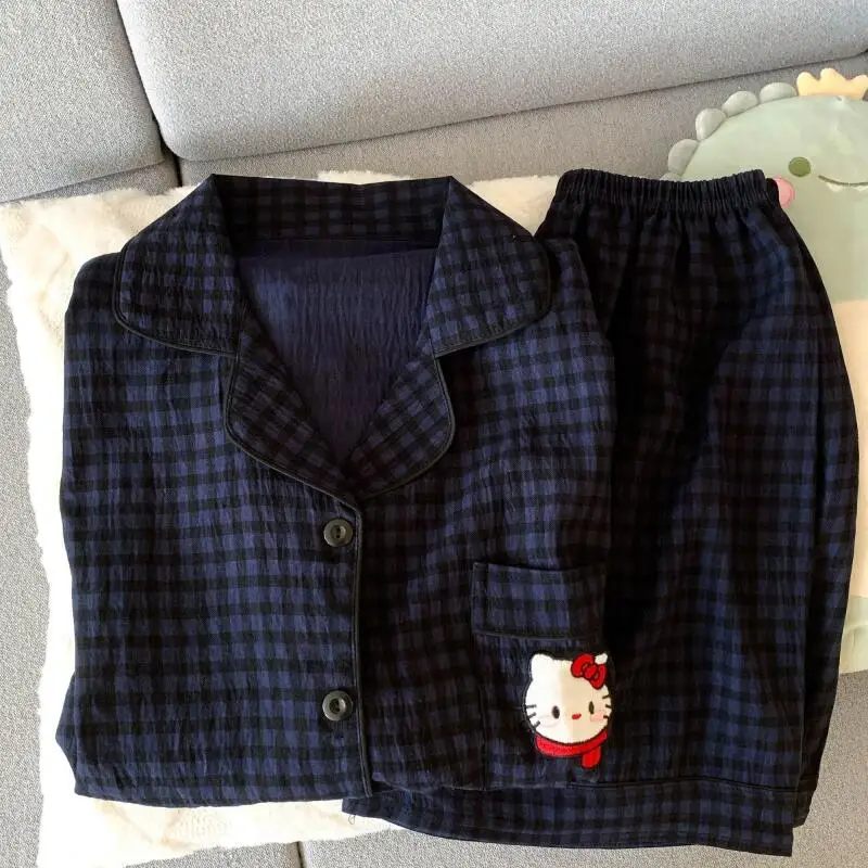 

Sanrio Pajamas 2Pcs Hello Kitty Pure Cotton Short Sleeves Sweet Cute Cloud Cotton Shorts Fashion Outside Home Clothing Suit Hot
