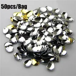 50pcs Fishing Flattie Attractor Spinner Blades Smooth Nickel Spoons Plaice Spinner Tackle Fishing Attractor Spinner