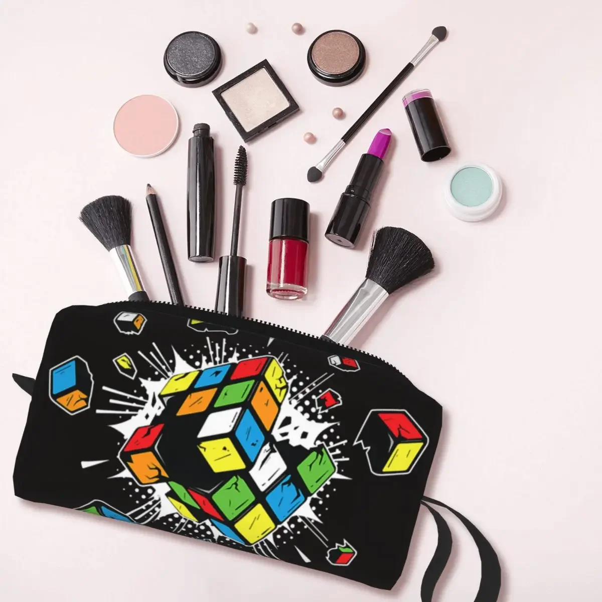 Exploding Rubix Rubiks Rubics Cosmetic Bag Women Fashion Big Capacity Math Lovers Makeup Case Beauty Storage Toiletry Bags image 3