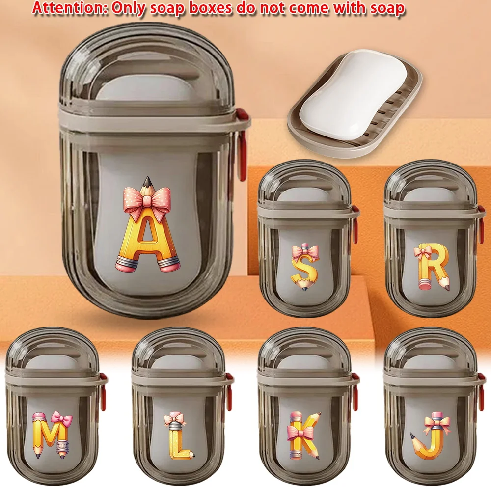 

Sealed Soap Case With Tray Leak Proof Soap Organizer Portable Reusable Soap Box Pencil Initial Name 26 Letters Pattern
