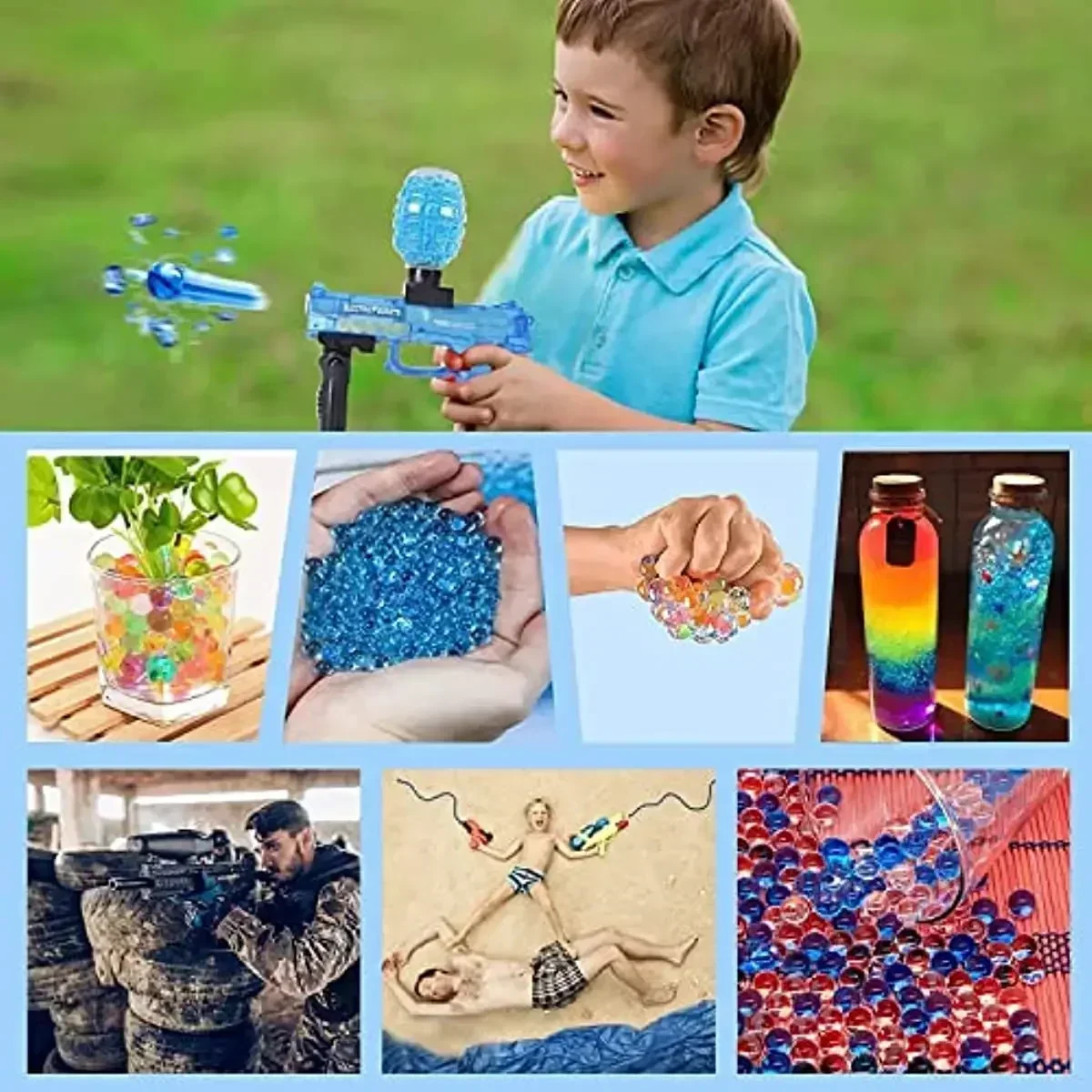 BGrowing Water Ball Beads Ammo Hydrogel Pearl Shaped Crystal Soil Gel Splater Bullets Compatible With Splatter Ball Gun Blaster