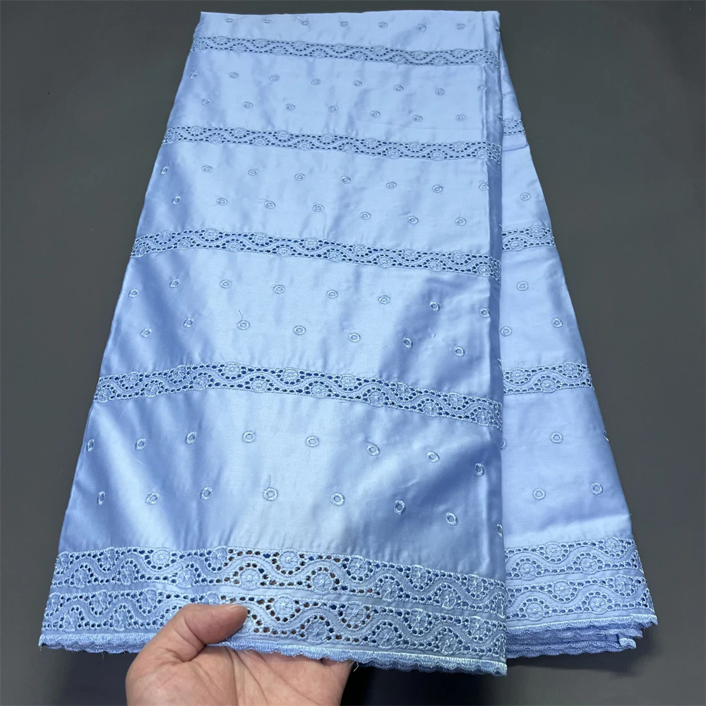 2026 African Nigerian Tulle Lace Fabric Sewing for Dress High Quality Damask polish luxe Cotton Pure Embroidery 5Yard hz1419 view 6