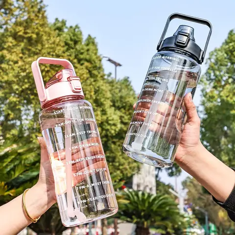 1pc 2000ml  Summer Water Cup for Girls, High Beauty Fitness Straw Cup, Outdoor Sports Water Kettle, Portable Plastic Cup