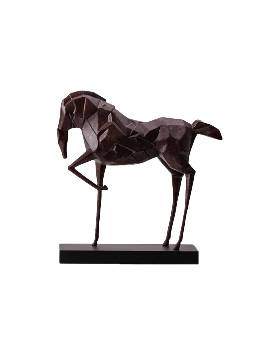 

Modern minimalist geometric section, resin sculpture horse ornament, new Chinese living room entrance soft animal decoration