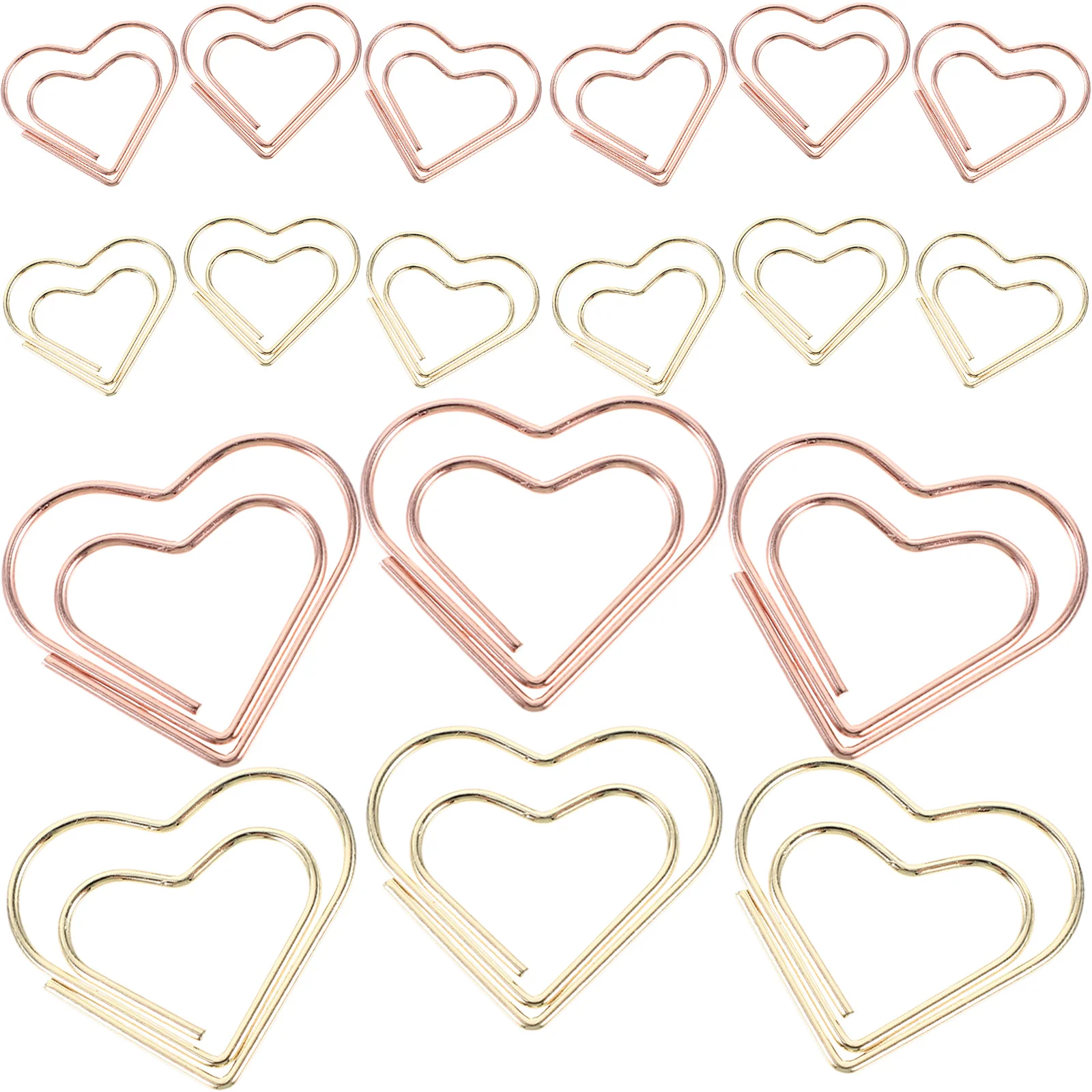 24Pcs Heart Paper Clips Creative Shaped Aluminium Alloy for Office Study Scrapbook Decorative Document Clips