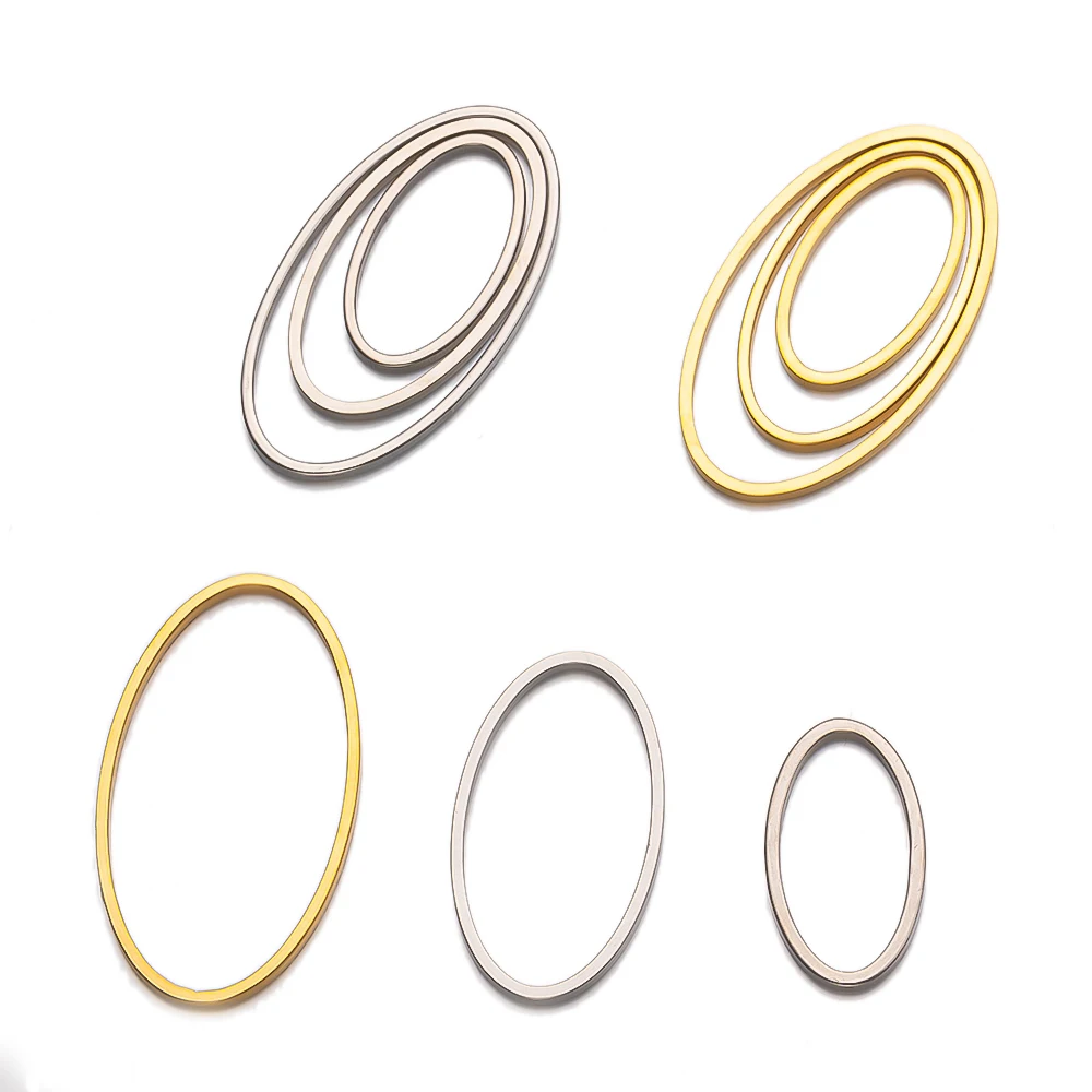 10 sztuk ze stali nierdzewnej nie blakną owalne wisiorki wisiorki złącza pusta ramka Bezel DIY naszyjniki kolczyki akcesoria do wyrobu biżuterii