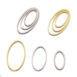10Pcs Stainless Steel Not Fade Oval Charms Pendants Connectors Hollow Frame Bezel DIY Necklaces Earrings Jewelry Making Supplies