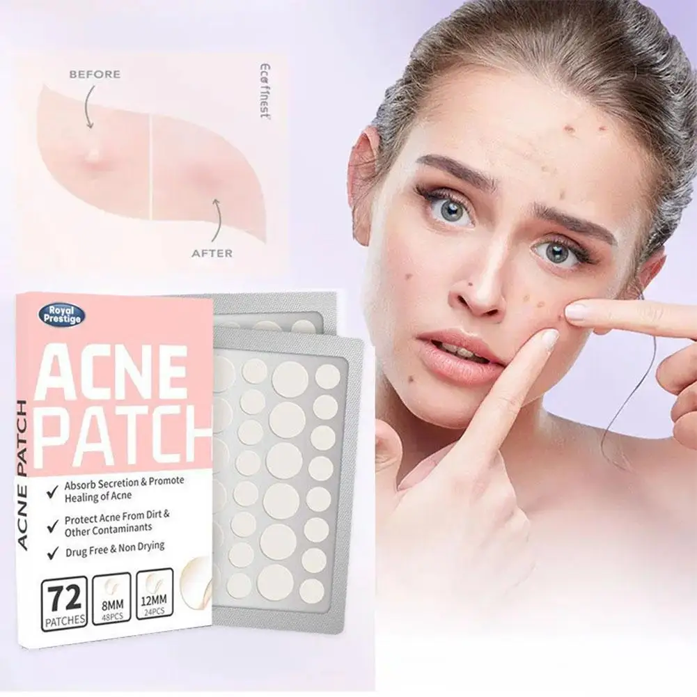 72pcs Invisible Salicylic Acid Acne Patches Anti-Acne Spot Treatment, Waterproof Pimple Concealer, Repair Stickers for Blemish