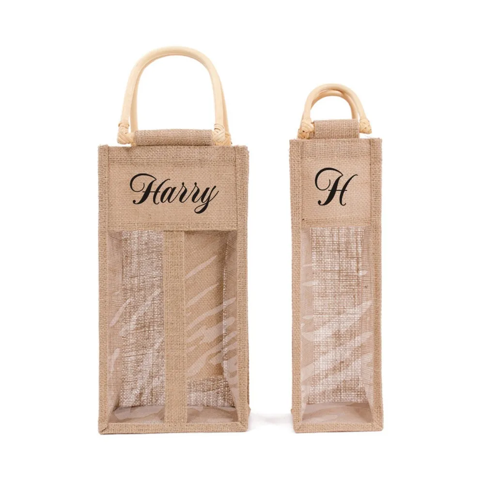 Personalized Wine Bottle Bag/Custom Burlap Bottle with Name Reusable Wine Bottle Holder House Warming Gift Host Hostess Gift