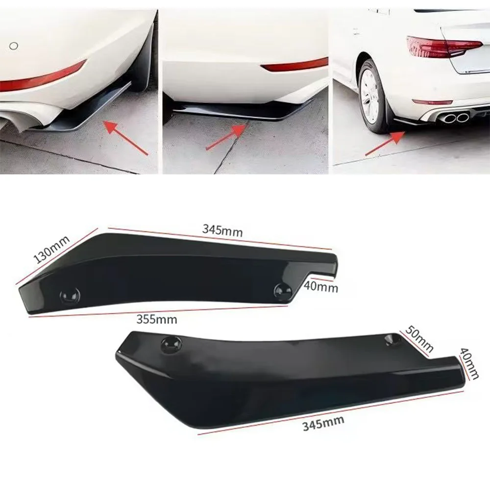 2 PCS Rear Bumper Lip Splitter, Carbon Fiber Look, Scratch Resistant Edge Guard, Screw-On, for Sedan SUV Hatchback, Sport Style