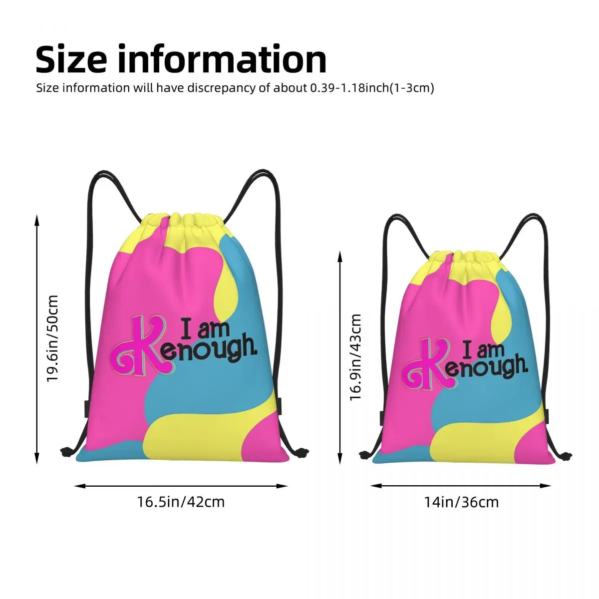 Colorful I Am Kenough Bag Drawstring Backpack Sports Gym Sackpack String Bag for Exercise