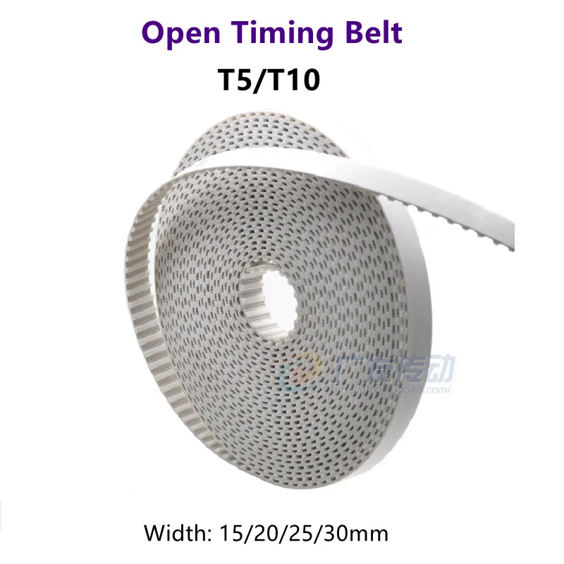 T5/T10 Open Timing Belt Trapezoid PU Open synchronous belt width 15/20/25/30mm White Polyurethane with Steel Wire