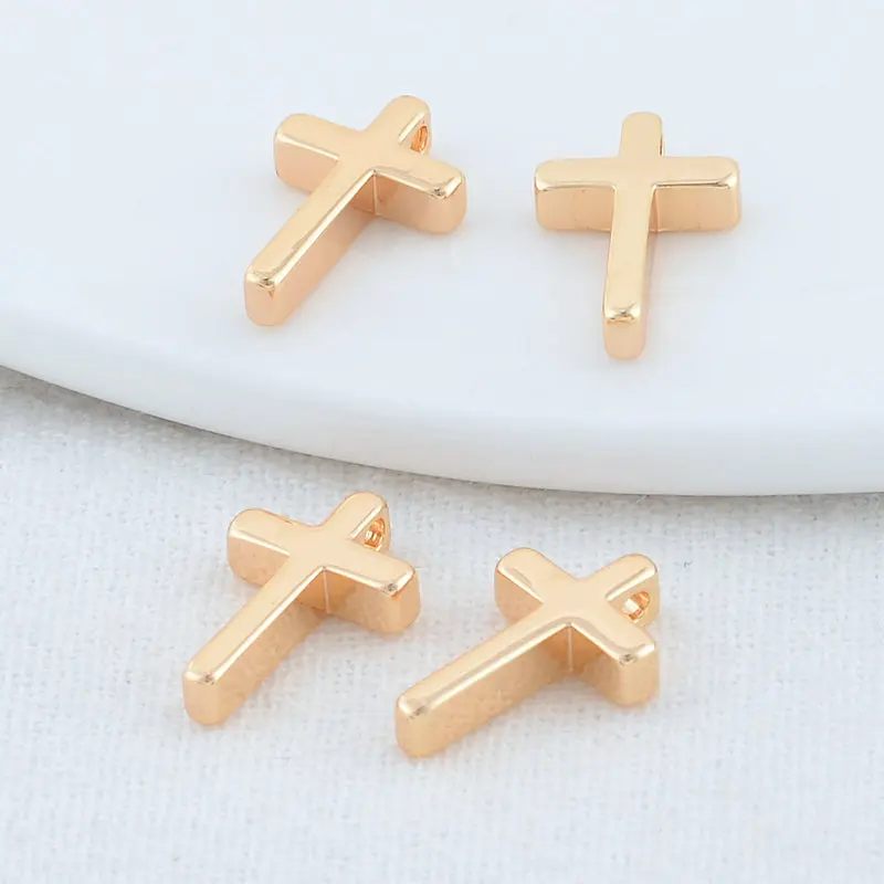 8.5*13MM 14K Gold Color Brass Cross Charms Pendants Jewelry Making Supplies Diy Necklaces Bracelet Findings Accessories