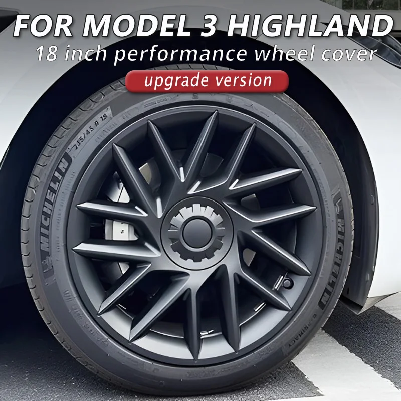 4PCS HubCaps For New Tesla Model 3 Highland 18 Inch Performance Wheel Cap Replacement Automobile Full Rim Cover Accessories 2024