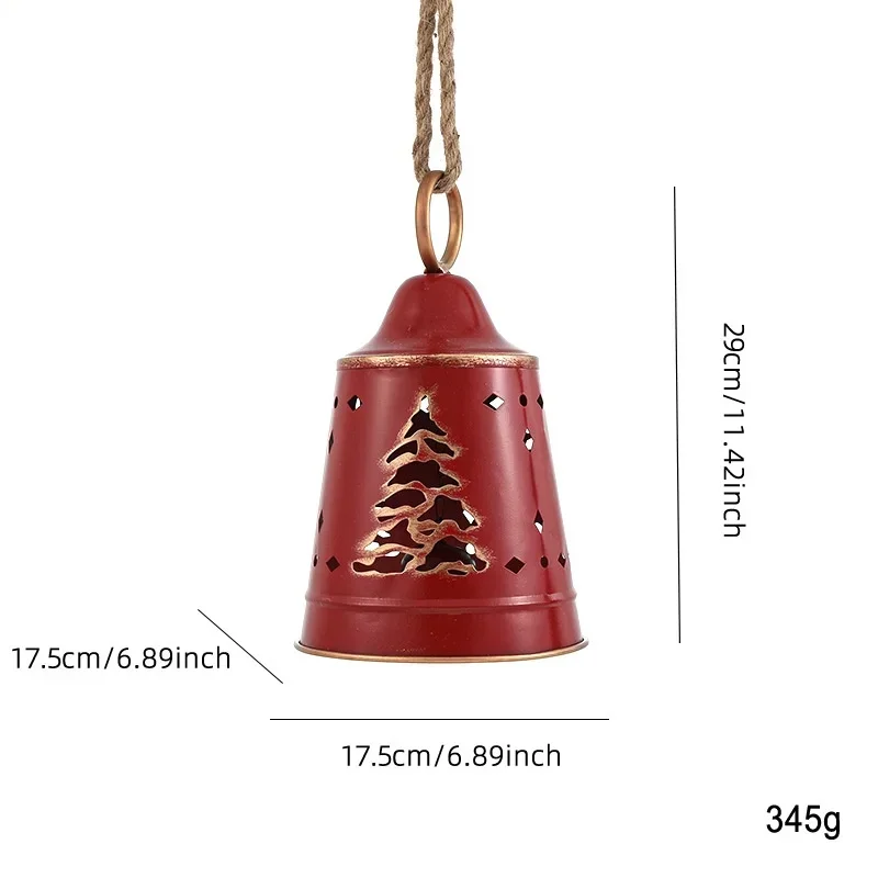Christmas Bell Wind Chime Metal Ornament for Trees Featuring Lightweight Iron Construction and Classic Holiday Appeal