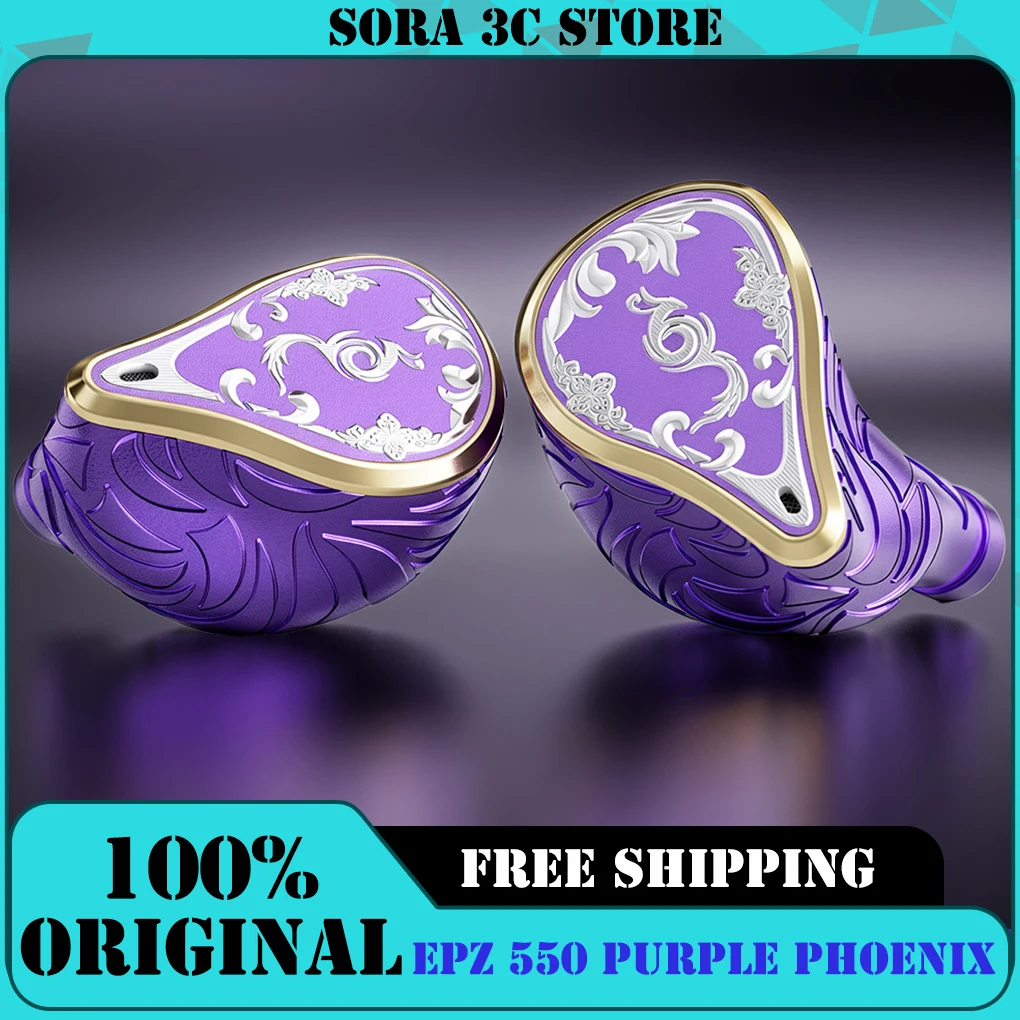 EPZ 550 Purple Phoenix In-Ear Hifi Wired Headphones 5BA Knowles Balanced Armature Allmetal Body Earphones With Replaceable Cable