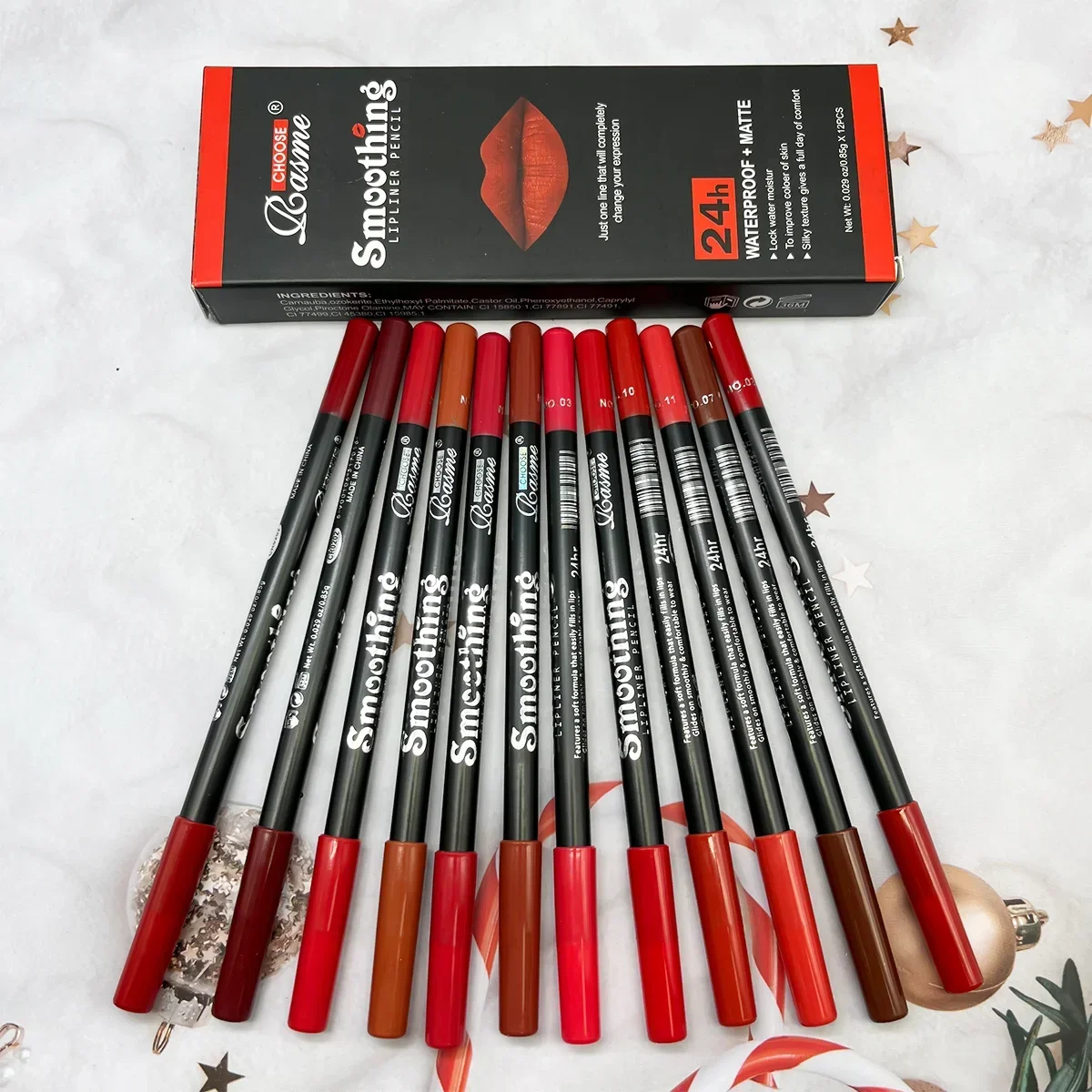 12 pcs Long-Lasting Lipstick Set with Professional Lip Liner Pencil and Matte Lip Gloss for Women Valentine's Day Gifts