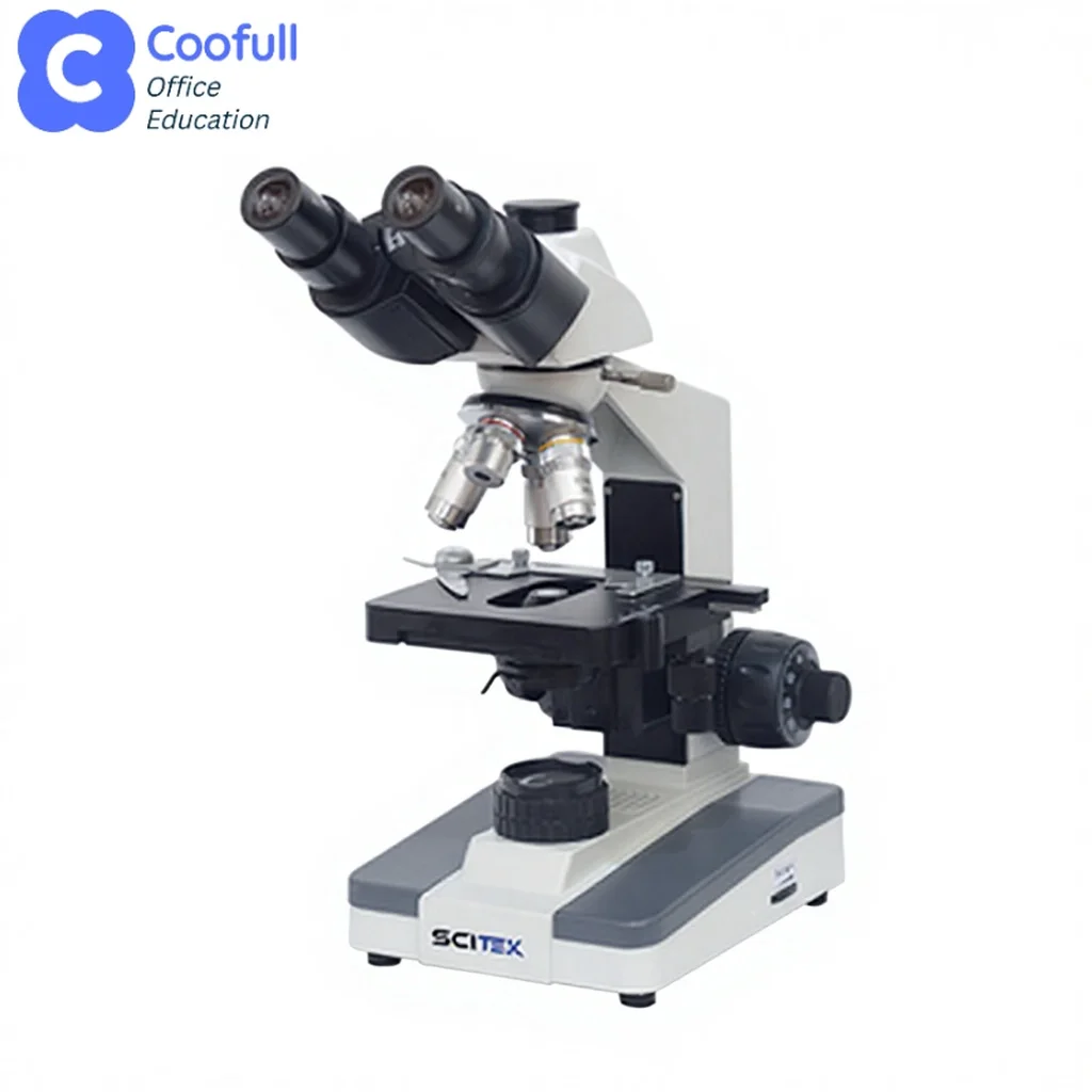 LED Light Source Biological Microscope, Trinocular Viewing Head for Viewing Finite Optical System  for Lab and School
