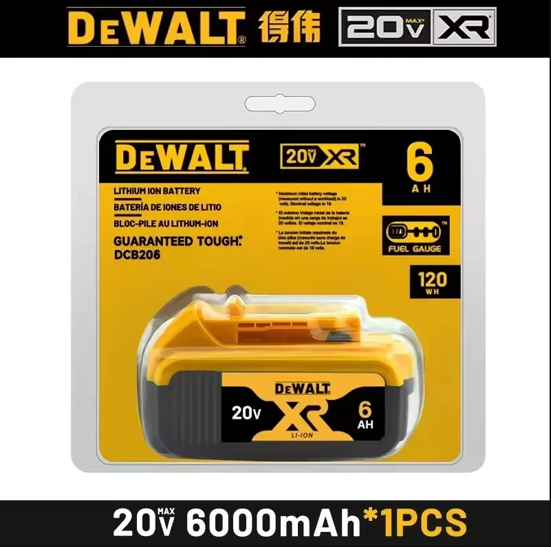 100% DEWALT Original 18V 20V 6.0AH 5Ah, DCB206, DCB205 With Fast Charging, 20V Lithium Battery, Power Tool Battery 20V Dewalt image 3