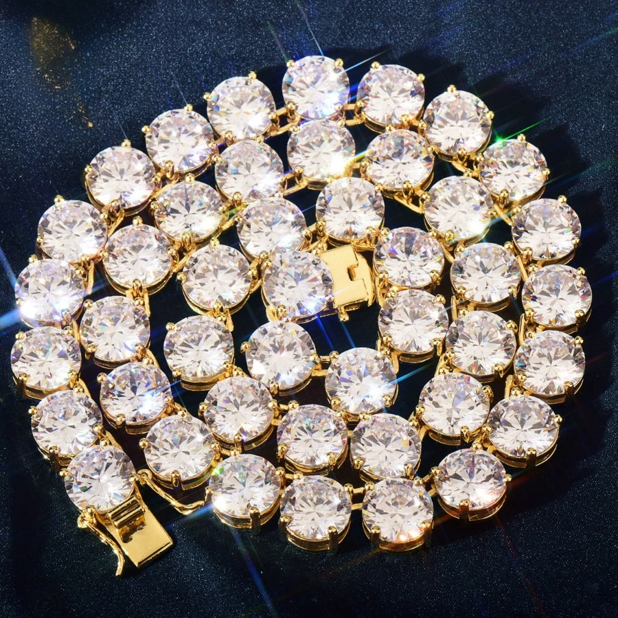 Hip-hop Copper Inlaid Zircon Multi-specification Tennis Chain Single-row Chain INS  Necklace Cross-border