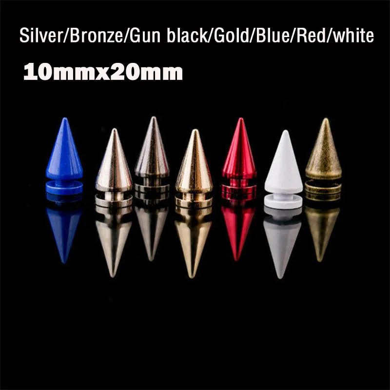 2Set 10x20mm Punk-Style pointed studs Metal Tree Spikes Rivets for  Clothing Accessories DIY Craft Decoration 7 Colors