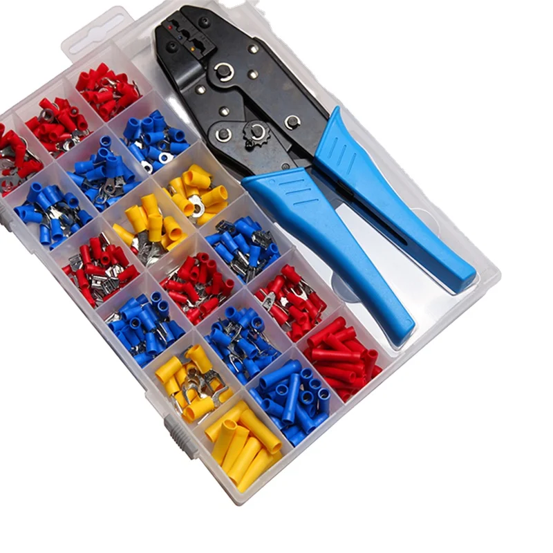 

Hot Sale 450pcs Copper Brass Insulated Automotive Terminals Electrical Wire Crimp Connector Butt Spade Ring Fork Kit