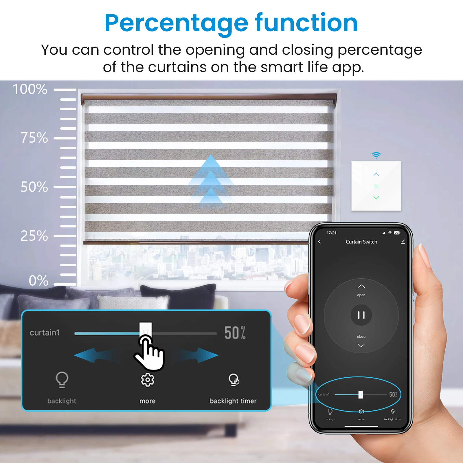 Loratap Rolluik Schakelaar Voor Automatische Gordijnmotor Tuya Smart Life App Percentage Afstandsbediening Stem Google Home Alexa