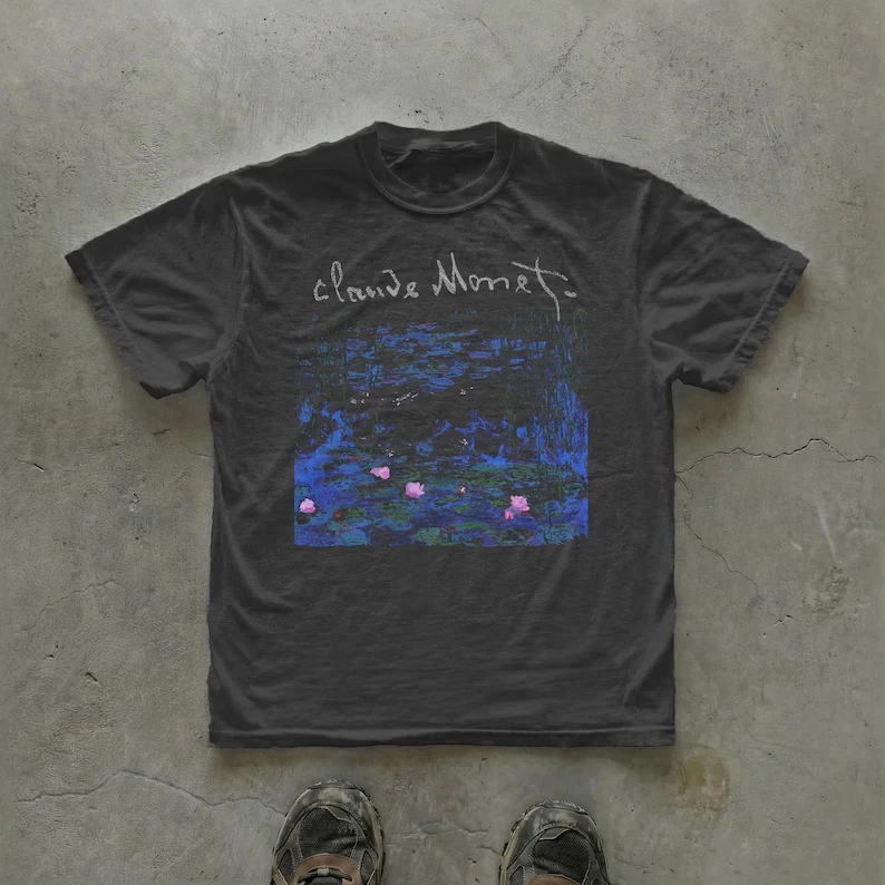 Monet Nympheas T-Shirt, Vintage Art Tee, Water Lilies, Claude Monet Inspired, Unisex Cotton Tee, Gallery Art, Casual Wear
