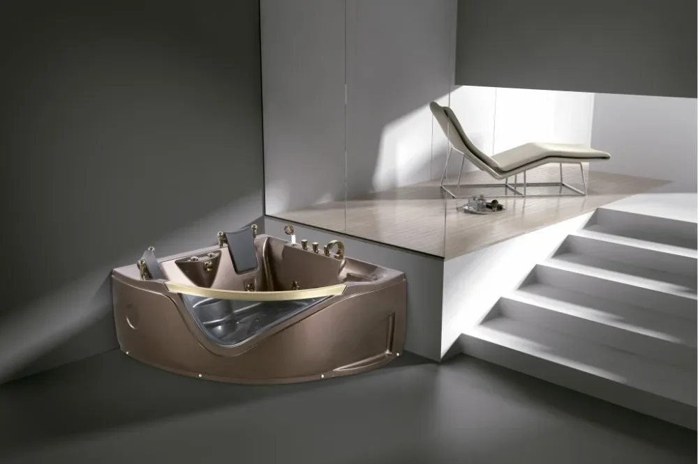 high quality brown color freestanding whirlpool massage bathtub