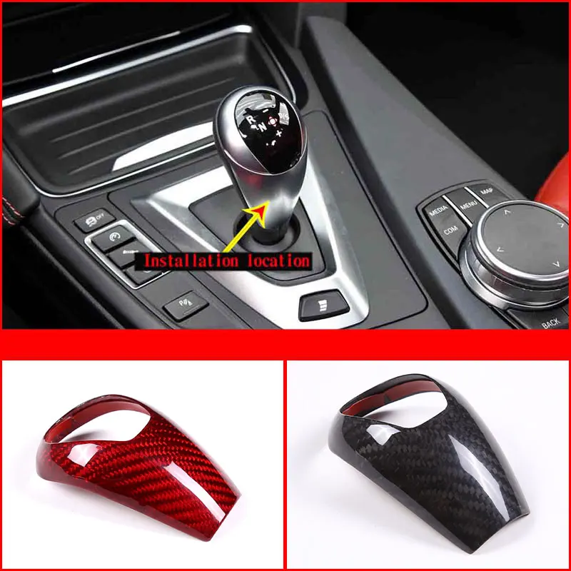 For BMW M3 M5 M6 E90 E93 E60 E61 E63 E64 Car Gear Shift Head Cover Trim Frame Sticker Real Carbon Fiber Gear Head Protection