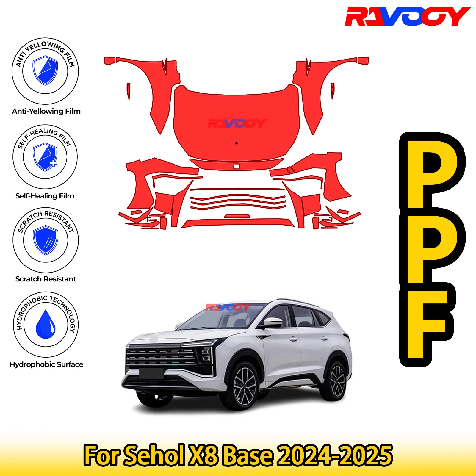 

Для Sehol X8 Base 2024-2025 глянцевая матовая черная предварительно вырезанная передняя защитная пленка PPF Kit
