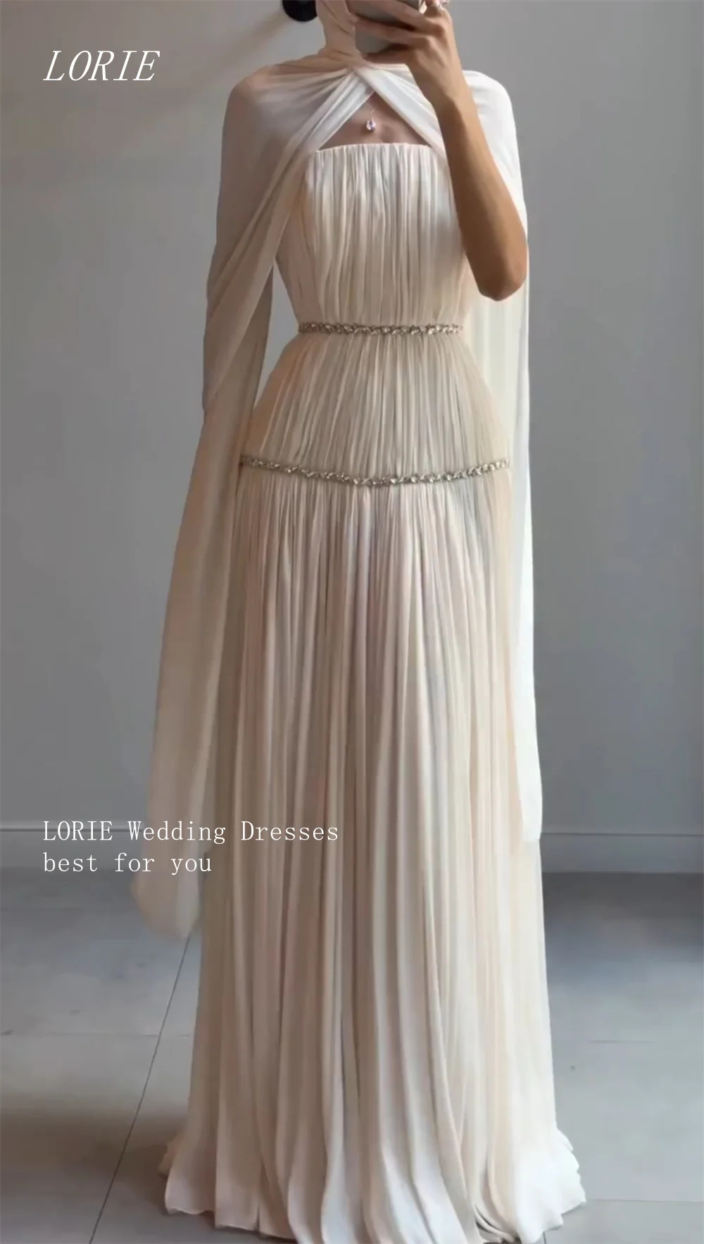 LORIE Luxury A Line Civil Wedding Dress Strapless Bridal Dresses Beading Waist Cinching Engagement Wedding Gown Customized 2026