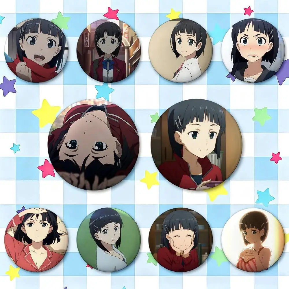Suguha Kirigaya Sword Art Online Badges 25 32 44 58 75 Mm Round Cosplay Pin Bag Decor Fans Collect Friends Gifts Brooch Souvenir