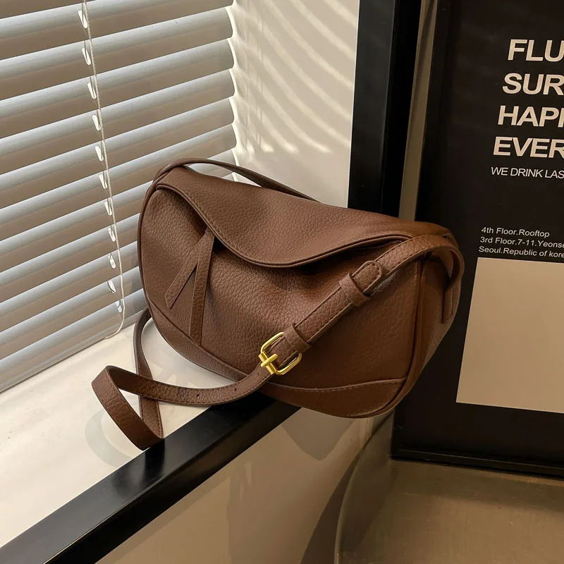 

Women Vintage Solid Crossbody Bag Casual Sports Commuting Dumpling Bag PU Fashion Multifunctional Wide Strap Shoulder Bags