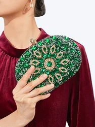 Splendida mini borsa da pranzo a mano floreale con strass tempestati di diamanti lucidi per matrimoni e feste