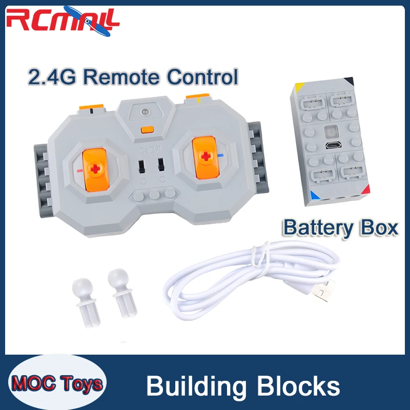 4-Channel Remote Control Set 2.4G MOC Rechargeable Lithium Battery Box USB Charging Cable Adjust Control for Building Blocks