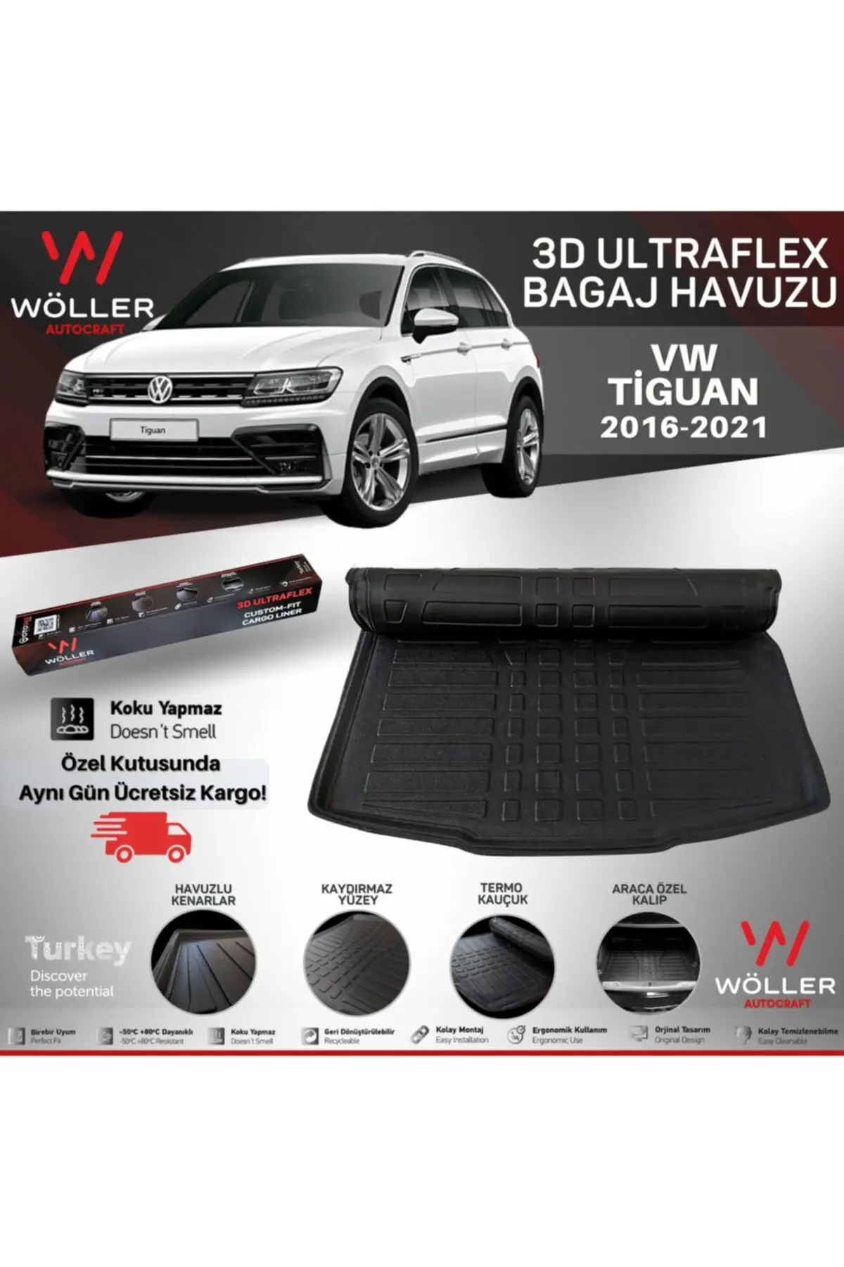 Auto Interior Accessories Floor Mats Vw Tiguan Luggage Pool 2016 2021 Model From 3D Ultraflex Flexible