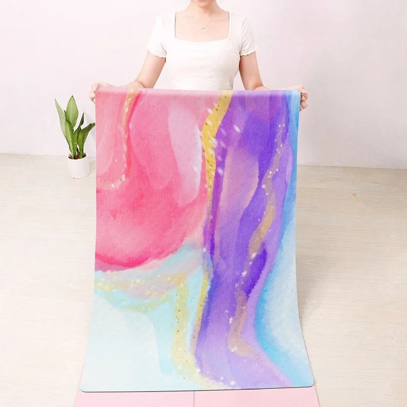 183*68*1.5mm Ultra‑Thin Solid & Printed Suede Natural Rubber Yoga Mat Non‑Slip Fitness Mat for Jump Rope Aerobics Home Workout