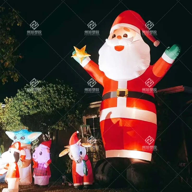 Papai Noel inflável do pano de Oxford da decoração de Natal com equipamento inflável, decoração exterior do pátio do jardim