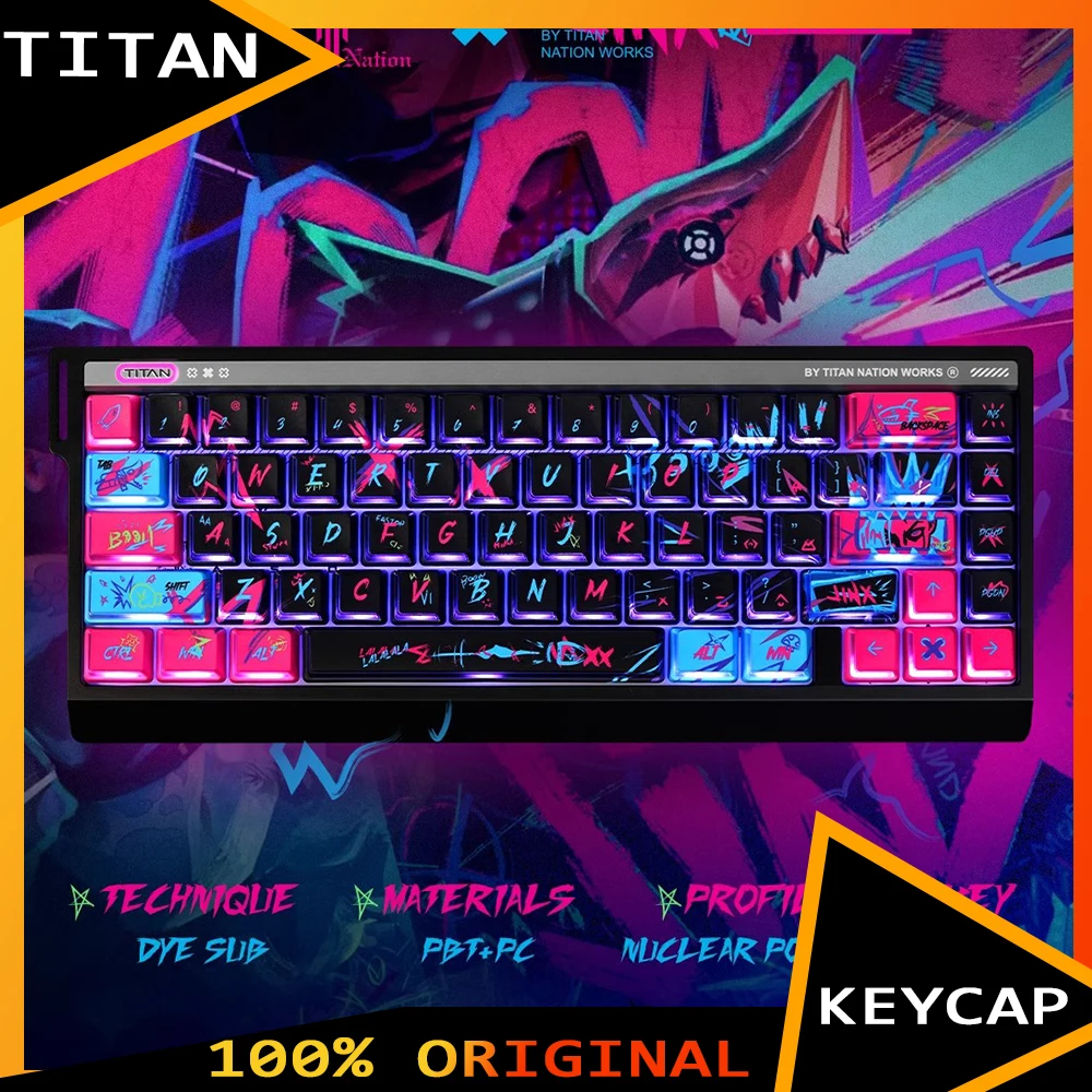 Titannation Keycap 130 Keys Side Translucent Pbt Pc Materials Thermal Sublimation Customized Game Esports Keyboard Keycap Gifts