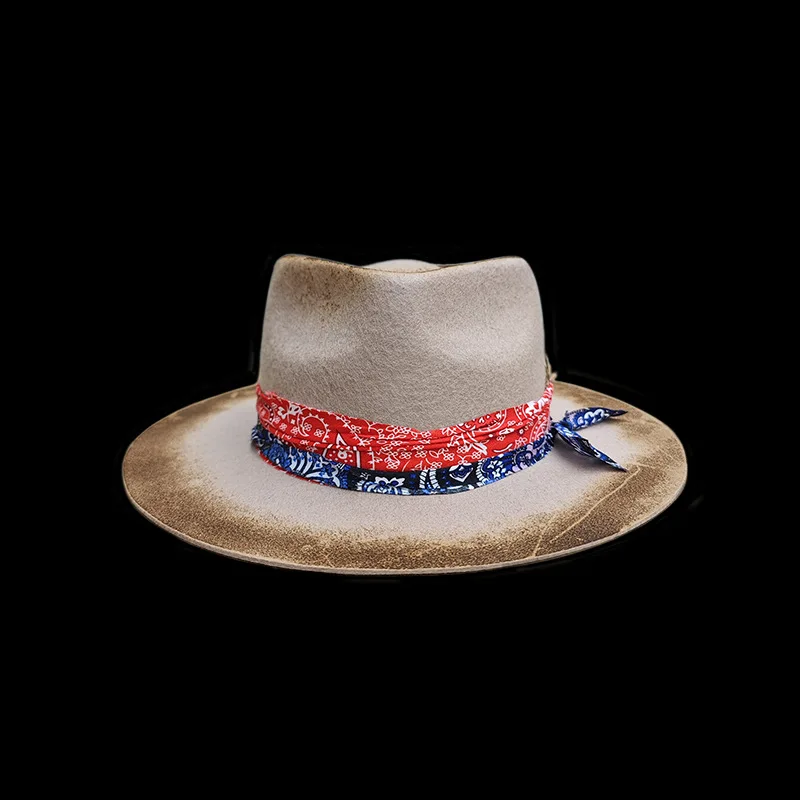Woven Ribbon Feather Decoration Sheepskin Hat